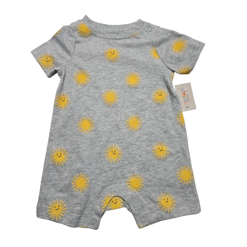 New Baby Boy Outfit Garanimals Gray Yellow Shorts Romper Outfit 18 Months Cute